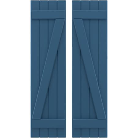 Americraft 4-Board (2 Batten) Wood Joined Board-n-Batten Shutters W/ Z-Bar, ARW102BB414X54HBH